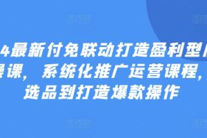 2024最新付免联动打造盈利型店铺实操课，系统化推广运营课程，从选品到打造爆款操作